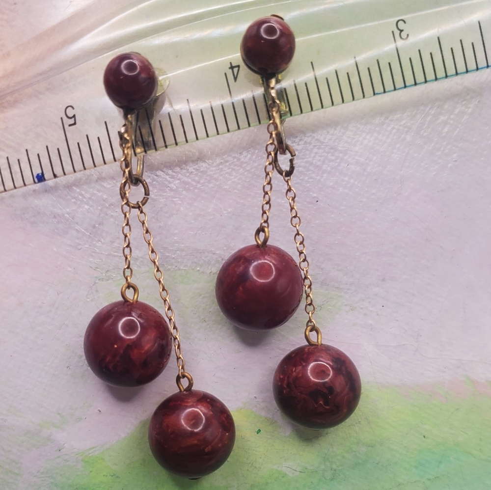 Vintage Bakelite Earrings Drop Bead 40s Era Swing Sister!